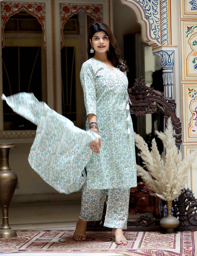 Miravan Floral Angarkha Kurta Set for Women - Image 4